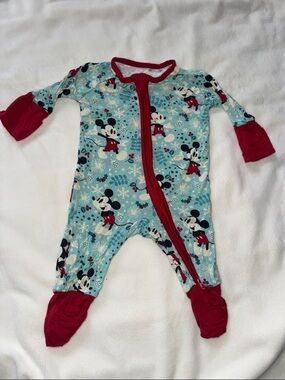 Little Sleepies Baby Blue Mickey Mouse Holiday Zippy Preemie